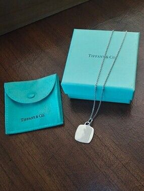 TIFFANY & CO. Sterling Silver Cushion Tag Necklace